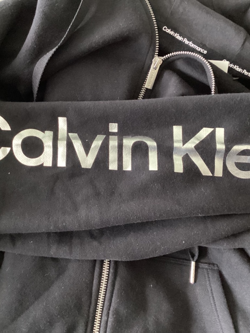 Women's Calvin Klein Performance 3X Black Full Zip Logo Hoodie Sweatshirt - Picture 8 of 9